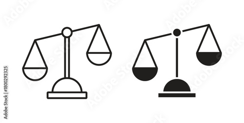 Scales of justice icon with editable stroke. Thin Line and flat icons for UI designs