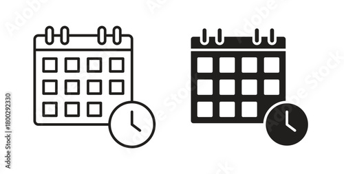 Schedule icon with editable stroke. Thin Line and flat icons for UI designs