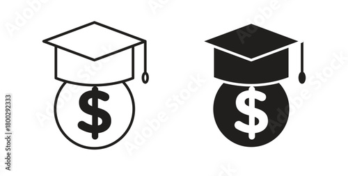 Scholarship icon with editable stroke. Thin Line and flat icons for UI designs