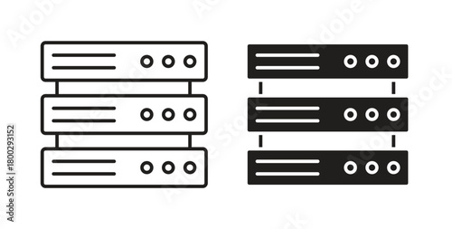 Server icon with editable stroke. Thin Line and flat icons for UI designs