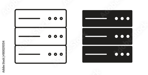 Server rack icon with editable stroke. Thin Line and flat icons for UI designs
