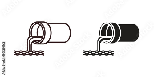 Sewage icon with editable stroke. Thin Line and flat icons for UI designs