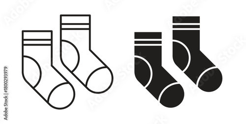 Socks icon with editable stroke. Thin Line and flat icons for UI designs