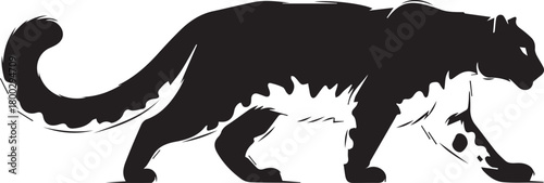 Majestic black panther silhouette walking gracefully powerful predator wild cat silhouette