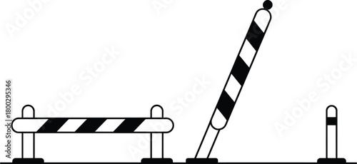 Road Barrier and Traffic Post Icon Set