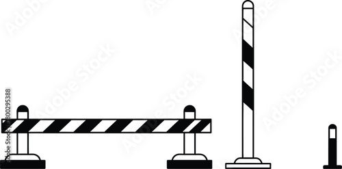 Road Barrier and Traffic Post Icon Set