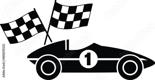 Race Car with Checkered Flags Icon