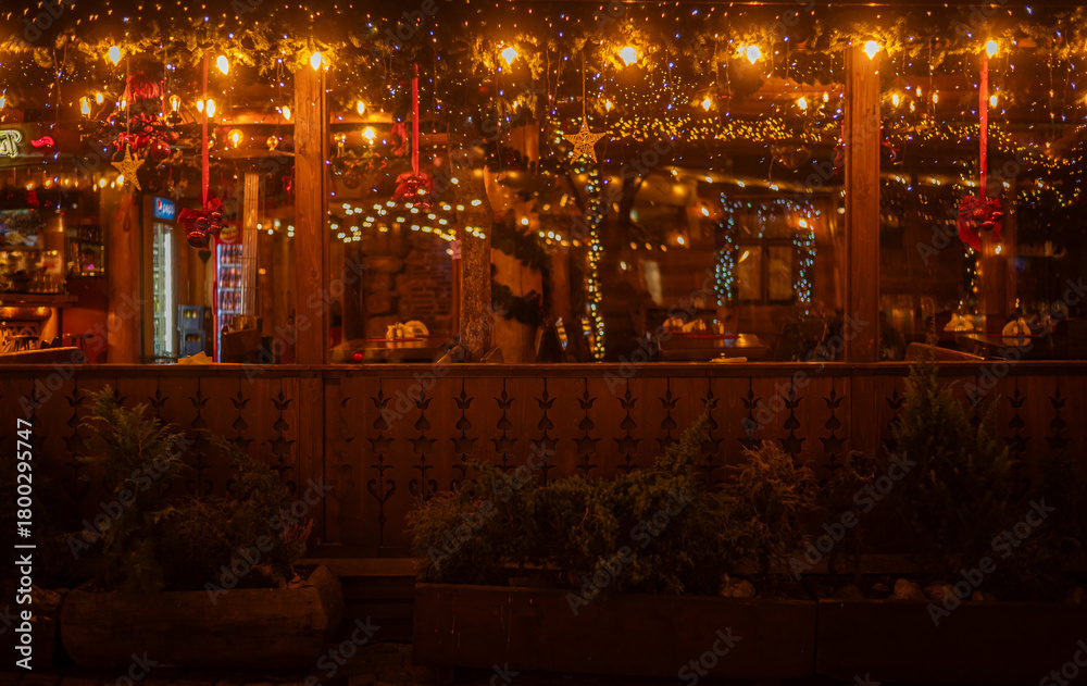 Obraz premium Golden Christmas Bokeh Lights Background