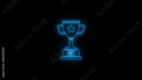 Glowing Neon Award Cup Icon jpeg, Winner Trophy Symbol Icon, Neon Trophy Icon, Neon Award Cup Symbol