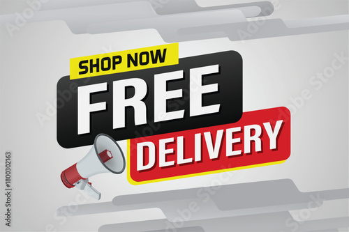 free delivery poster banner graphic design icon logo sign symbol social media website coupon sale


