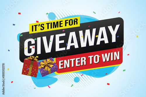 giveaway enter and win word vector gift box surprise style for social media landing page, template, ui, web, mobile app, poster, banner, flyer, background, gift card, coupon, label, wallpaper

