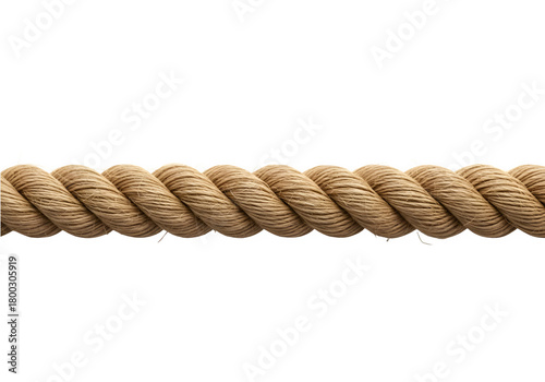 Realistic Twisted Manila Rope Horizontal Line — Isolated on Transparent Background PNG

