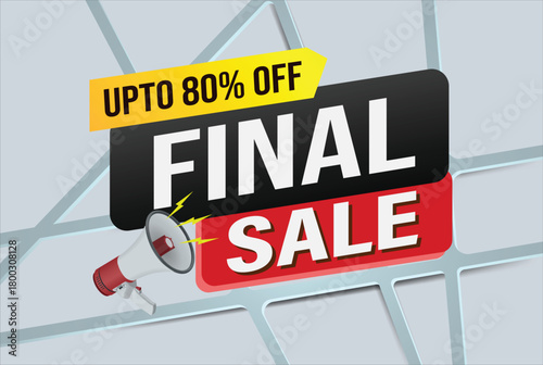 final sale word mega phone concept vector illustration and 3d style, landing page, template, ui, web, mobile app, poster, banner, flyer, background, gift card, coupon, label, wallpaper

