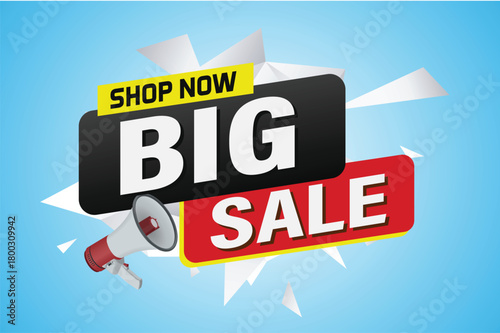 Big sale buy now poster banner graphic design icon logo sign symbol social media website coupon Banner design template for marketing. Special offer promotion retail

