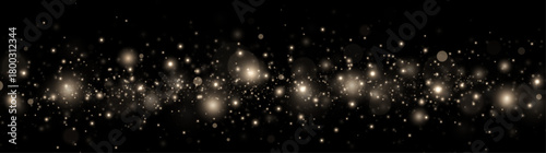 Glitter scattered in bursts with twinkling effects. Festive gold confetti and sparkling particles with glowing highlights.