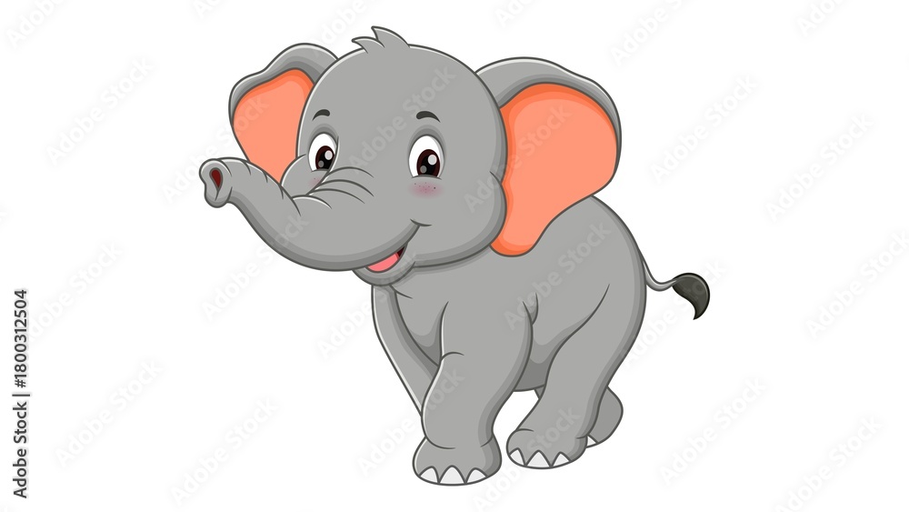 Fototapeta premium Funny Cartoon Elephant Illustration Humorous Cute Animal Art for Kids and Nursery Decor - 1