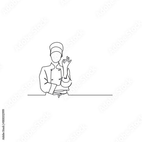 Professional chef giving ok sign perfect gourmet meals are here restaurant hospitality perfection satisfied customer excellent service