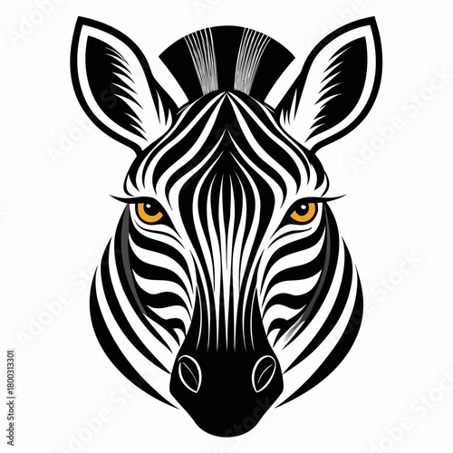 Stylized zebra head illustration with yellow eyes Vector