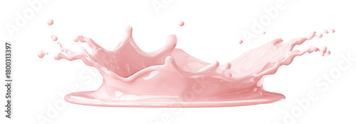 Pale light yoghurt pink creamy liquid drop splash isolated PNG cutout, transparent background. Dynamic milky pastel color spill presentation for drink or cosmetic care cream