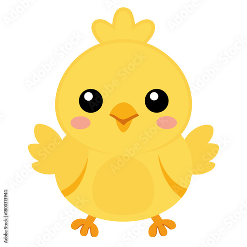 Cute cartoon yellow baby chick illustration Vector