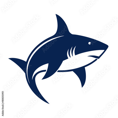 Stylized navy blue shark vector icon Vector