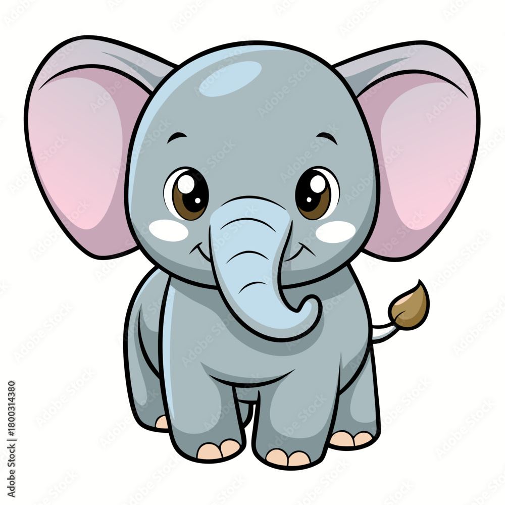 Fototapeta premium Cute baby elephant cartoon illustration Vector