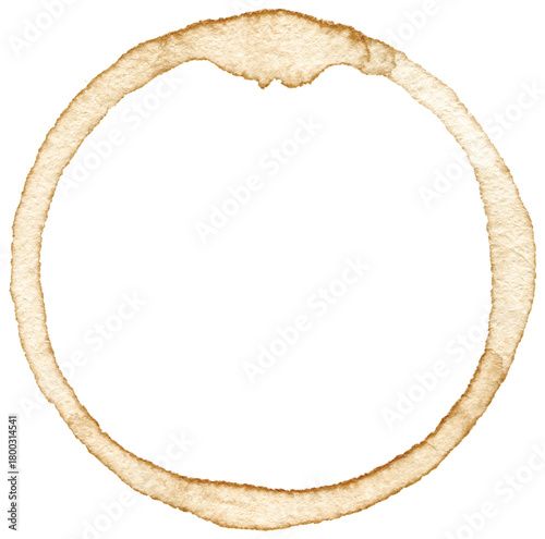 Photos Thick-rimmed coffee ring stain, isolated transparent background, rich, dark brow