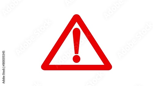 Warning danger sign animation on white background.