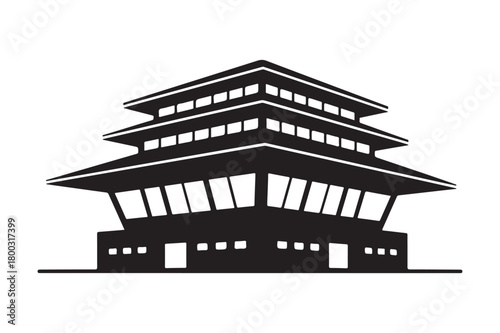 Stylized silhouette of a multi tiered pagoda building