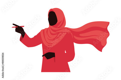 Mysterious figure in red robe with flowing cape