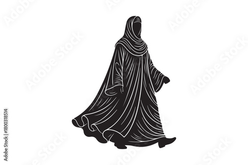 Mysterious cloaked figure in dark robes