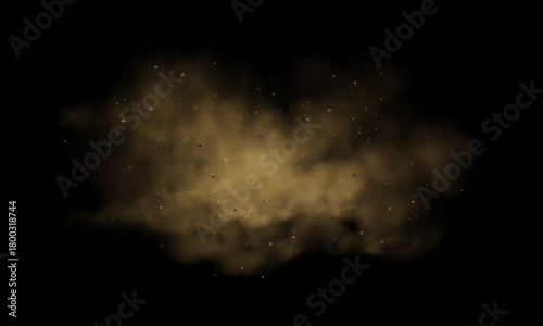 Sandy cyclone brown dunes amid flying dust.