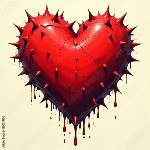 A bloody heart with thorns