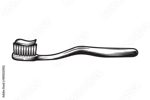 Vintage illustration of a toothbrush with toothpaste