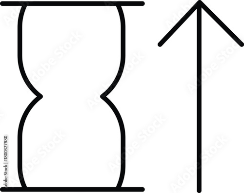 Hourglass and upward arrow symbol