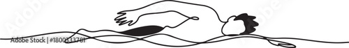 One Line Drawing of a Man Swimming Freestyle. one line Icon drawing with white background