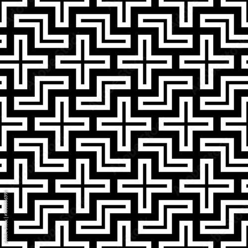 Repeated puzzle background. Seamless surface pattern design with logic mosaic ornament. Geometric motif. Grid wallpaper. Digital paper for page fills, web designing, textile print