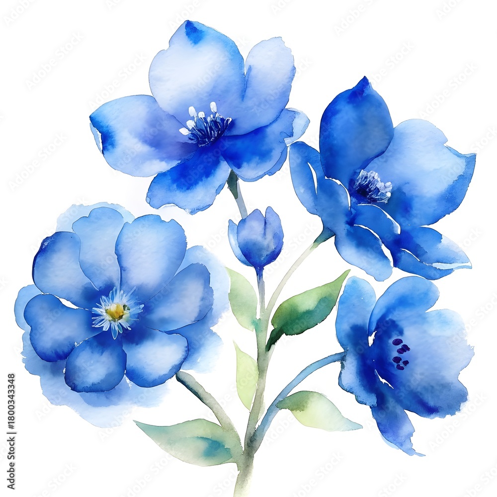 Fototapeta premium Watercolor flowers blue