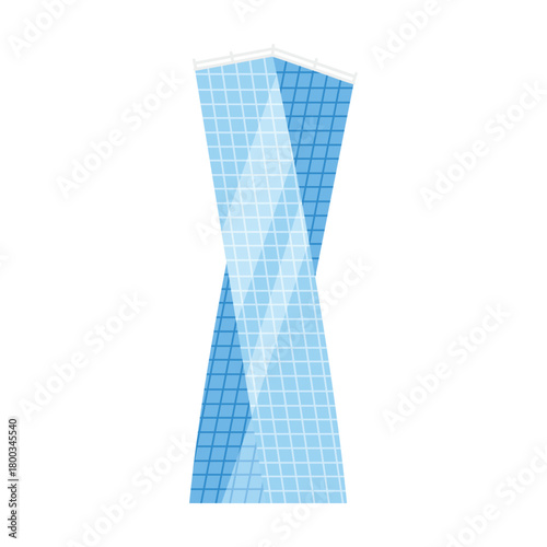 Stylized isolated twisted skyscraper representing modern UAE architecture on a white background vector illustration