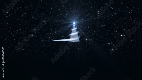 Wallpaper Mural Christmas Star Shines above Christmas Tree against Starry Sky. Star of Bethlehem, Nativity of Jesus Christ. Background of the beautiful Starry Sky and Bright Star Torontodigital.ca