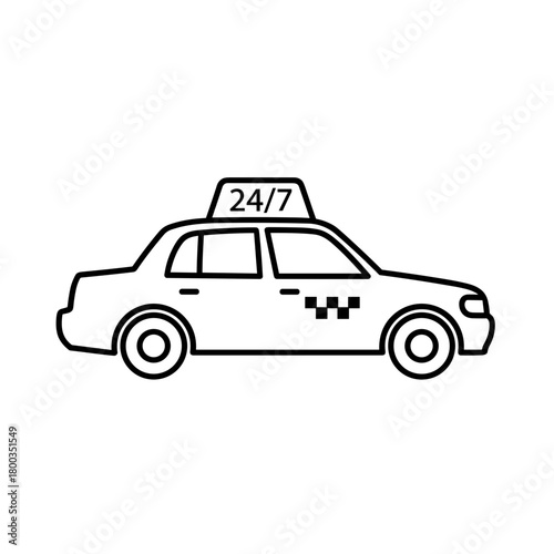 Taxi icon indicating 24/7 service for transportation