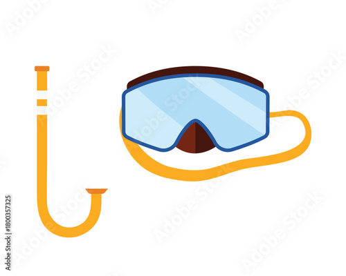 Simple isolated snorkel and diving mask equipment for swimming or underwater adventure vector illustration