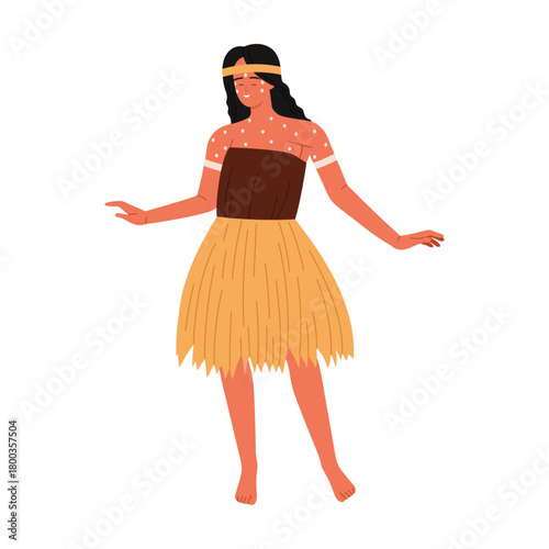 Isolated Aboriginal woman performing traditional Australian dance in cultural attire vector illustration