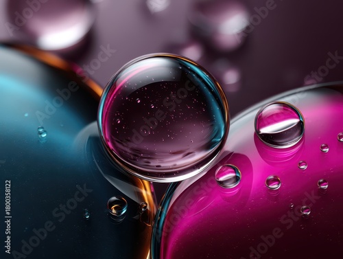 Colorful oil droplets float...