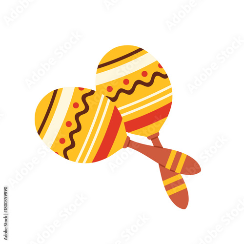 Traditional Brazilian maracas with vibrant patterns isolated on white background for music and festival themes vector illustration
