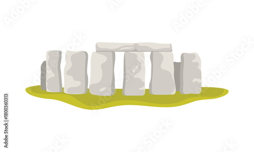 Iconic Stonehenge monument from Britain shown isolated on white background vector illustration