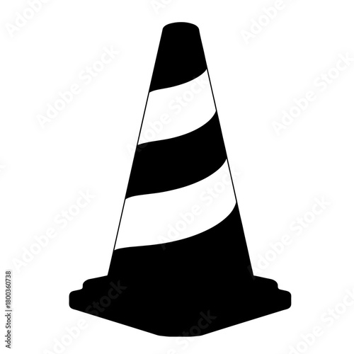Silhouette of Construction Cone with Reflective Stripes, Safety and Traffic Management in Infrastructure