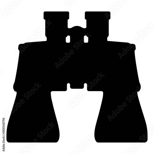 Silhouette of binoculars on white background, long-range vision and exploration symbolism