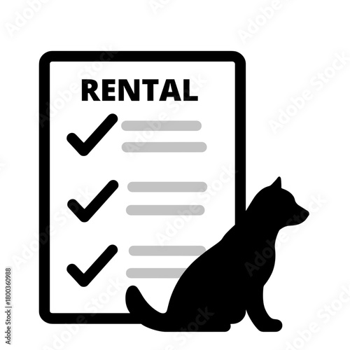 Rental search checklist with paw symbol for pet-friendly housing options, real estate advertising and accommodation accessibility