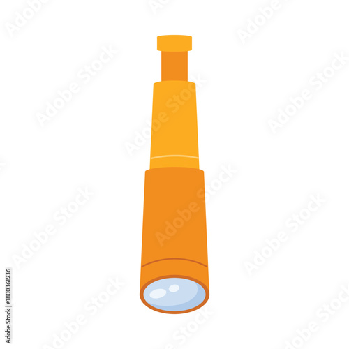 Cartoon spyglass telescope isolated on white background for adventure and exploration concepts vector illustration